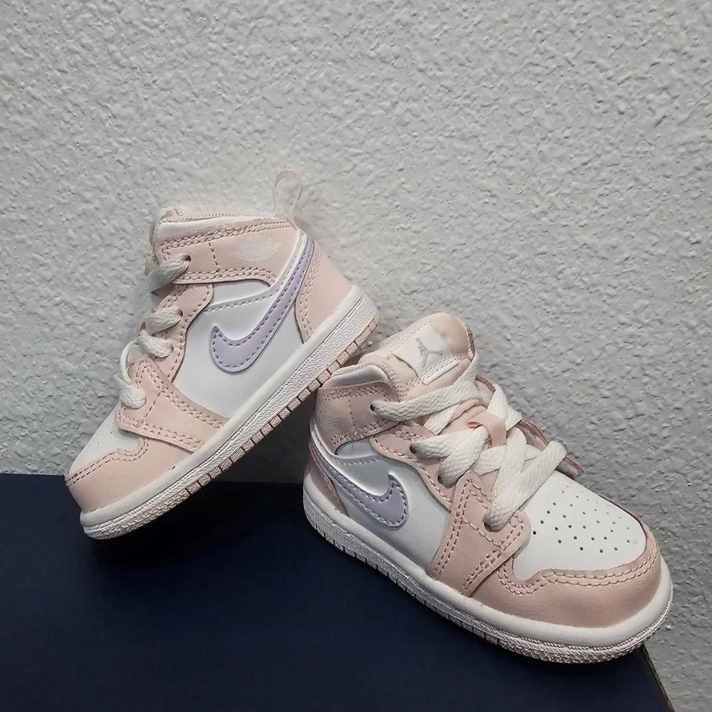 Toddler's Jordan 1 Mid Pink Wash/Violet Frost-White (TD) (FD8782 601) Size 4C